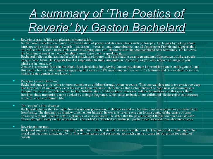 gaston bachelard the poetics of reverie